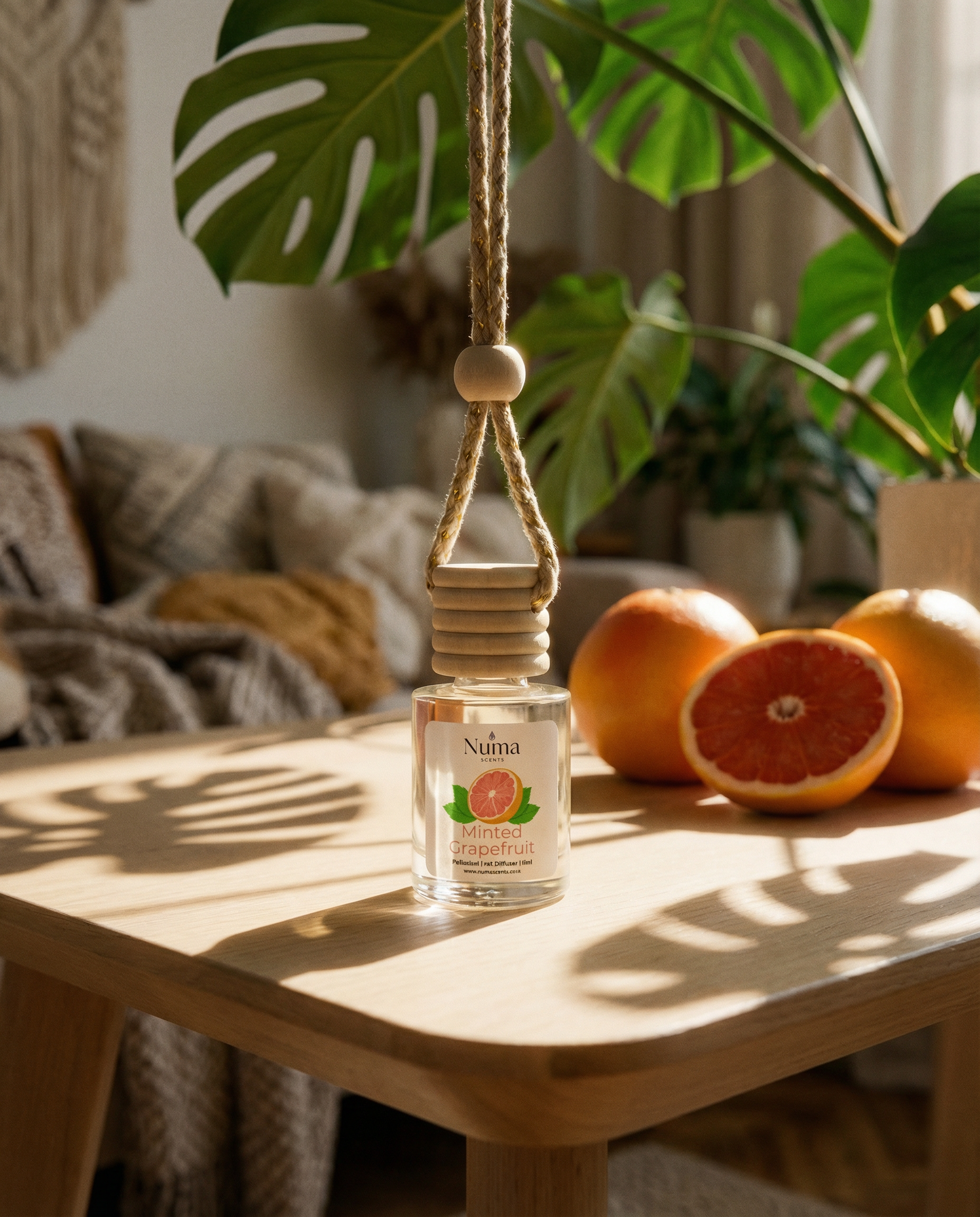 Minted Grapefruit NumaScent Natural Hanging Car Diffuser/Air Freshener - Car, Closet, Room Numa Scents